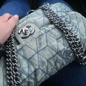 Auth Chanel Denim Flap bag.